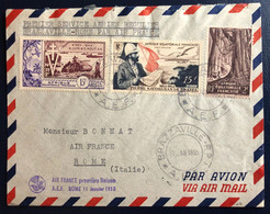 A.E.F., Divers Sur Enveloppe PREMIERE LIAISON A.E.F. ROME 11.1.1955 - (B4521) - Storia Postale