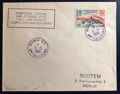 Nouvelle-Calédonie N°300 Sur Enveloppe, Liaison NOUMEA-PARIS-LOS ANGELES-PARIS 3.5.1961 - (B4537) - Lettres & Documents