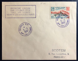 Nouvelle-Calédonie N°300 Sur Enveloppe, Liaison NOUMEA-PARIS-LOS ANGELES-PARIS 3.5.1961 - (B4538) - Lettres & Documents