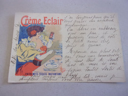 ♥️  CARTE POSTALE  ART NOUVEAU FEMME  PUB CREME ECLAIR ENTREMETS RE - Avant 1900