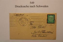 1934 Drücksache Schweden Böras Deutsches Dt Reich Cover Suède Mi 549 Oblit Méchaniche Mécanique - Lettres & Documents