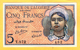 Algeria 5 Francs  2.10.1944  P. 94b - NEUF- UNC - Algeria