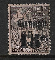Martinique N°17b Variété Double Surcharge. Signé P.Scheller. Cote 700€ - Usati