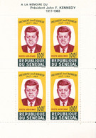 JOHN F. KENNEDY UN FEUILLET DE 4 TIMBRES NEUF ** N°2 YVERT ET TELLIER 1964 - Sénégal (1960-...)