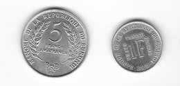 BURUNDI -  Lot De 2 Monnaies - 1 Franc 1970 Et 5 Francs 1968 - Burundi