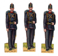 3 Chromos Découpis En Carton, Militaire De La Suisse, Hauteur Env. 8,5 Cm - Autres & Non Classés