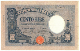 100 LIRE BARBETTI GRANDE B AZZURRO TESTINA DECRETO 04/05/1926 BB/BB+ - Regno D'Italia - Altri