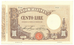 100 LIRE BARBETTI GRANDE B MATRICE LATERALE TESTINA DECRETO 18/12/1925 QSPL - Otros