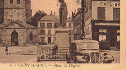 Lagny * Automobile CITROEN Citroën Traction , Place De L'église * Café Bar * Auto Voiture - Lagny Sur Marne