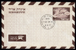 Israel Tel Aviv - Yafo 1957 Aerogramme / 150 Brown / Flying Deer - Aéreo