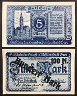 Germany Germania 2 Notgeld  1919-1922 5 Mark + 100 Mark On 5 LOTTO 4401 - Colecciones