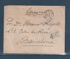 ⭐ France - Lettre De Guerre Pour Barcelone ( Espagne ) Sans Affranchissement - 1857 ⭐ - Army Postmarks (before 1900)