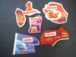 Lot De 5 Magnets Publicitaires "Le Gaulois", Départements : Hérault, Landes, Mayenne Guadeloupe, Réunion - Publicitaires