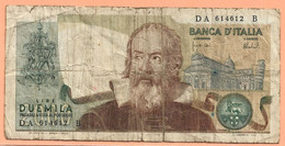 Billets. Italie. 1946-.... Banca D'Italia. 2000 Lire. Galléo. Série TDA 614612 B - 2.000 Lire