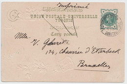 British Levant 1901 Postcard With GB 1900 1/2d Green Tied By Constantinople Cds, Paying The 1/2d Printed Matter Rate - Levante Británica