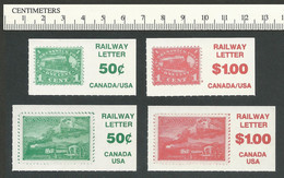 B67-33a CANADA USA Railway Letter Local Strike Post Set Of 4 MNH Train - Vignettes Locales Et Privées