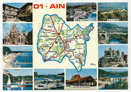 CPM - AIN - Carte Du Département De L'Ain - Petites Vues Des Localités Au Tour De La Carte - Unclassified