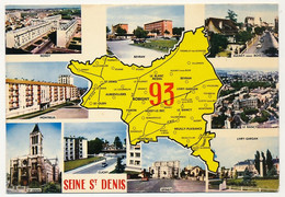 CPM - SEINE ST DENIS - Carte Du Département 93 - Petites Vues Des Localités Au Tour De La Carte - Autres & Non Classés