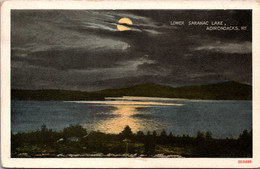 New York Adirondacks Full Moon Over Lower Saranac Lake - Adirondack