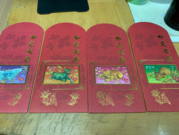 Hong Kong Post Issued Lucky Bag For Chinese New Year Tiger X 4 Kinds 2022 - Enteros Postales