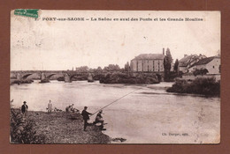 (RECTO / VERSO) PORT SUR SAONE EN 1916 - N° 2 - PECHEUR  A LA LIGNE - BEAU CACHET CPA - Port-sur-Saône