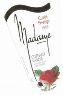 THEME FLEUR UNE ROSE ROUGE, CUVEE PRESTIGE MADAME 1999, COTEAUX VAROIS, VOIR LE SCANNER - Rose
