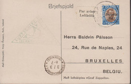 1931. ISLAND. LUFTSCHIFF GRAF ZEPPELIN ISLANDSFAHRT 1931. 1 KR. CHRISTIAN X On Postcard (Drekkingarhylur A... - JF529382 - Cartas & Documentos