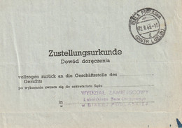 Pologne Lettre De Remise Biala Podlaska 1943 - Otros & Sin Clasificación