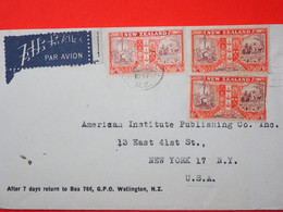 NOUVELLE ZELANDE -NEW ZEALAND LETTRE 1947 DE WELLINGTON VERS NEW YORK - Cartas & Documentos