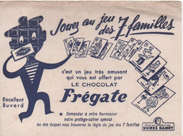 Buvard Ancien/CHOCOLAT FREGATE / C'est Un Produit Des Usines DAMOY/ 7 Familles/Vers 1950-60     BUV552 - Chocolade En Cacao