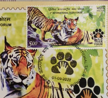 International Tiger Forum, Inia, Maxim Card, Tiger Claw, By India Post - Autres & Non Classés