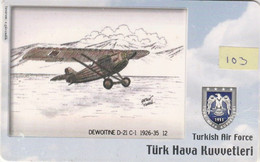 Turkey, TR-C-103, Turkish Air Force, Dewoitine D-21 C- 1926-35, Airplane, 2 Scans. - Türkei