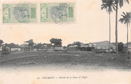 Afrique - GUINEE Française - Conakry - Entrée De La Gare Et Dépôt - Locomotive - Voyagé (voir Les 2 Scans) - French Guinea