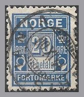 NORWAY - 20o 1889 Postage Due - SCARCE P. 13½x12½ Used - Scott J5a (cv $100) - Used Stamps