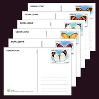 Butterflies MNH Stationery Cards 2022 Sierra Leone Collection Of 6 Cards 100% Recycled Paper - Sierra Leone