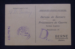 ROYAUME UNI - Carte De Prisonnier De Guerre En Allemagne Pour La Suisse En  1917 - L 139764 - Fiscaux