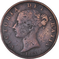 Monnaie, Grande-Bretagne, Victoria, 1/2 Penny, 1853, TB, Cuivre, KM:726 - C. 1/2 Penny