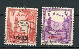 PAKISTAN : MAUSOLÉE & PAYSAGE - TIMBRE DE SERVICE  - N° Yvert 44 + 55 Obli. - Pakistan