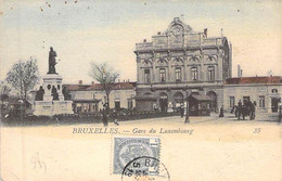 Belgique - Bruxelles - Gare Du Luxembourg - Précurseur - Colorisé - Animé - Attelage - Carte Postale Ancienne - Brussels (City)