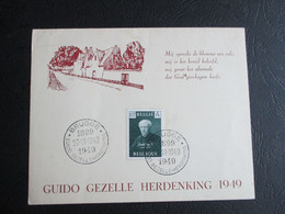 813 - Guido Gezelle Op Herdenkingsblaadje - Covers & Documents