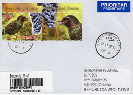 ROMANIA 2015: FRUITS & FAUNA On REGISTERED Cover Circulated To Moldova Republic - Registered Shipping! - Briefe U. Dokumente