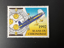 1992 Hélio Courvoisier La-Chaux-De-Fonds Vignette Cinderella Breitling 50 Ans Du Chronomat Avion Airplane Flugzeug - Fantasie Vignetten