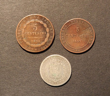 ITALIE - SARDAIGNE - 5 CENT 1826 TB - 1L FELIX 1827 BEAU - TOSCANE - 5 CENT 1859 BEAU - Altri & Non Classificati