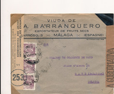 COVER 1945 CENSURA MADRID - A.BARRANQUERO - EXPORATEUR DE FRUITS SEC  MALAGA - TO GAND BELGIQUE       2 SCANS - Marques De Censures Nationalistes