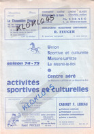 USML Union Sportive Maisons Laffitte Le Mesnil Le Roi - Centre Aéré Saison 74 - 75 Livret 8 Pages - Publicité Annonceurs - Programme