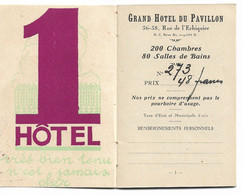 PM253/ Prospectus Du Grand Hôtel Du Pavillon 36 Rue De L'Echiquier - Reiseprospekte