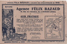 Buvard Ancien/Assurances / Agence Félix BAZAUD/à Célébré Son Cinquantenaire En 1918/PUTEAUX/ Vers 1920   BUV557 - Bank & Insurance