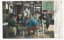 3740  Postal  Constantinopla,1923, Interior De Un Café. Animada - Brieven En Documenten