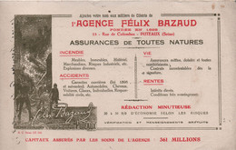 Buvard Ancien/Assurances De Toutes Natures / Agence Félix BAZAUD//PUTEAUX (Seine)/ Vers 1920-1930   BUV558 - Banco & Caja De Ahorros