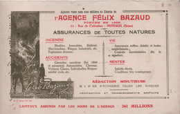 Buvard Ancien/Assurances De Toutes Natures / Agence Félix BAZAUD//PUTEAUX (Seine)/ Vers 1920-1930   BUV558 - Bank & Insurance